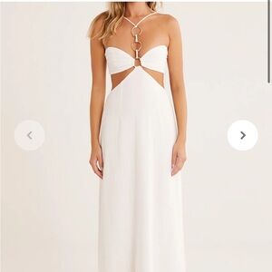 Rumer The Label Playa Maxi White Gold Halter Bandeau Dress - Bridal, Vacation